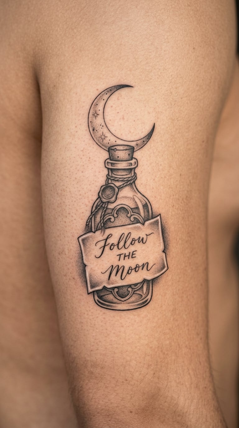 Moonlit Bottle With a Glow Message