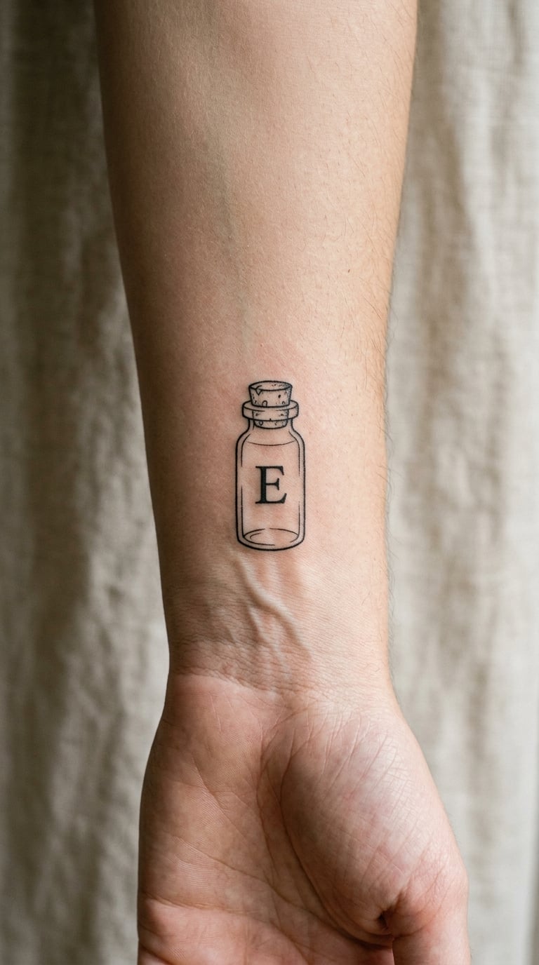 Minimal Cork Bottle With a Tiny Letter