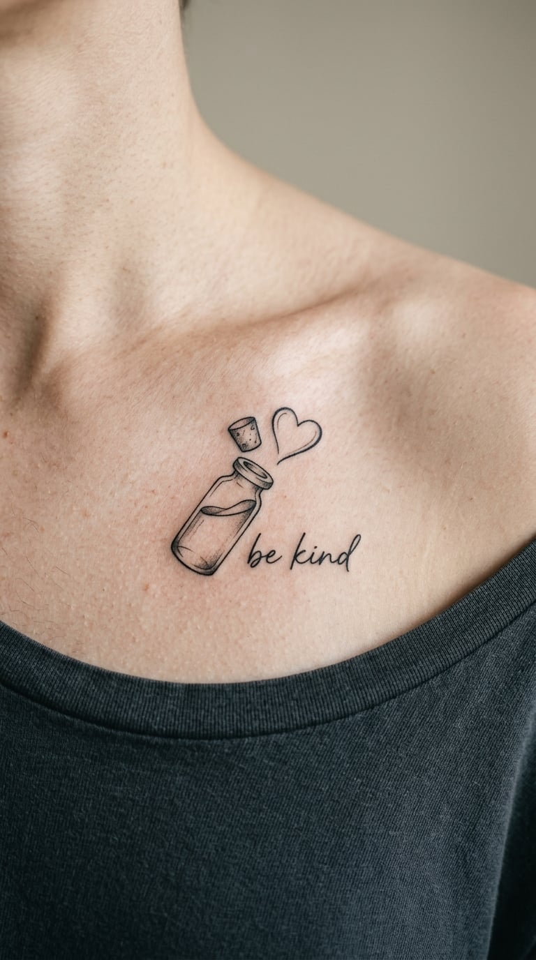 Open Bottle With a Floating Heart Message