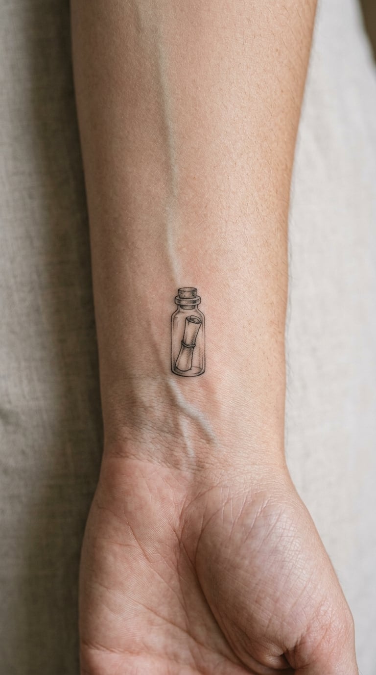 Micro-Realistic Glass Bottle on the Wrist