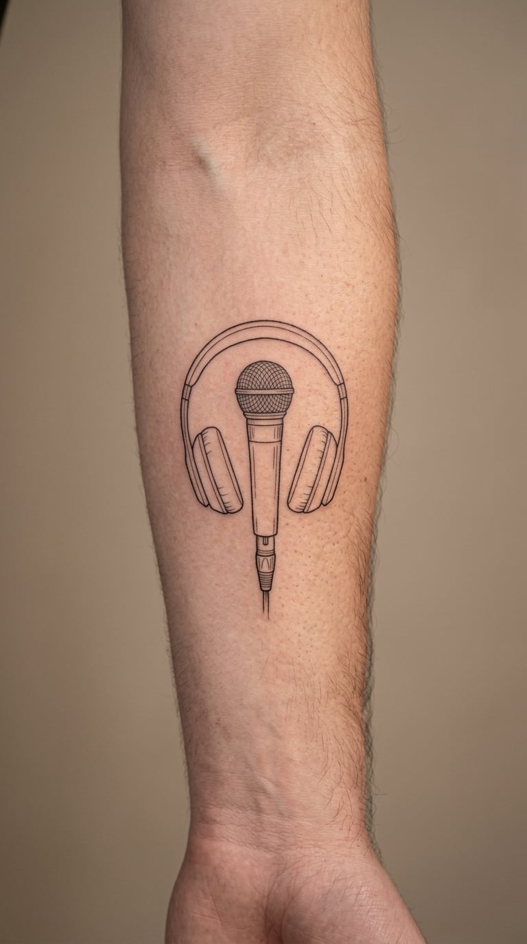 Microphone Inside a Headphone Outline