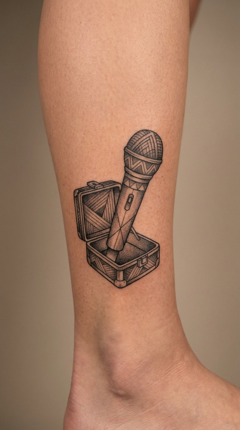 Microphone Emerging From an Open Sound Box