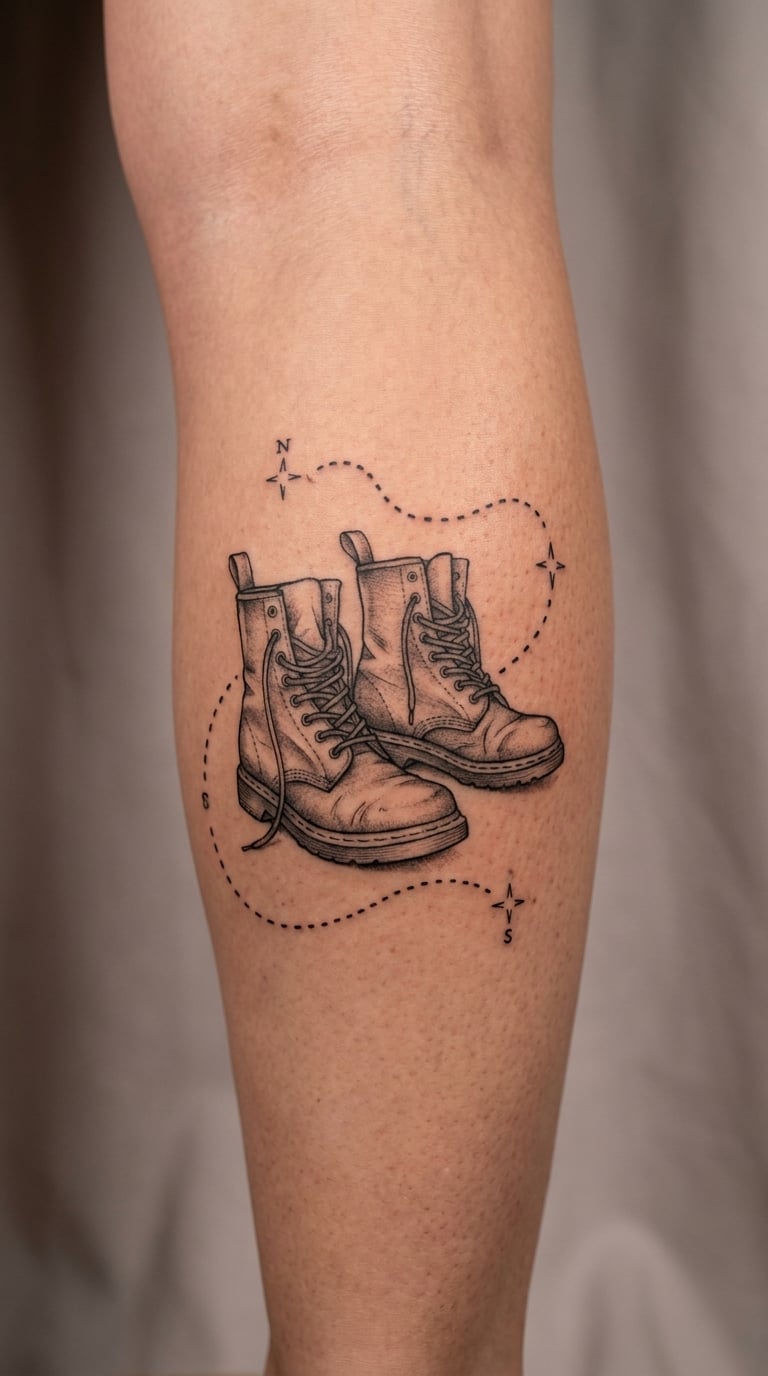Combat Boots With Dotted Route