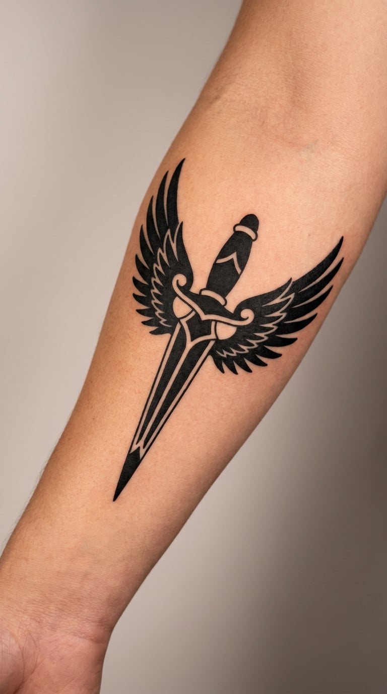 Winged Dagger in Blackwork