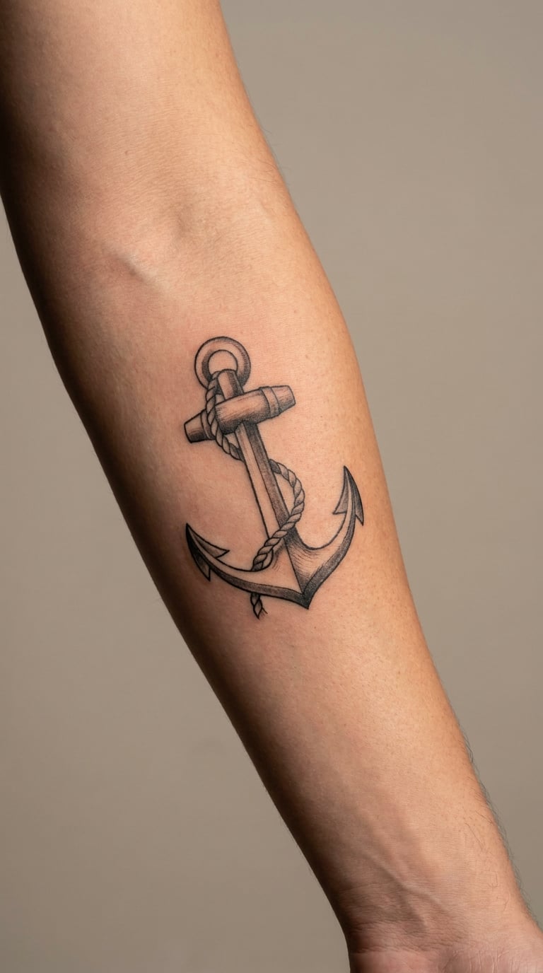 Naval Anchor Wrapped in Rope