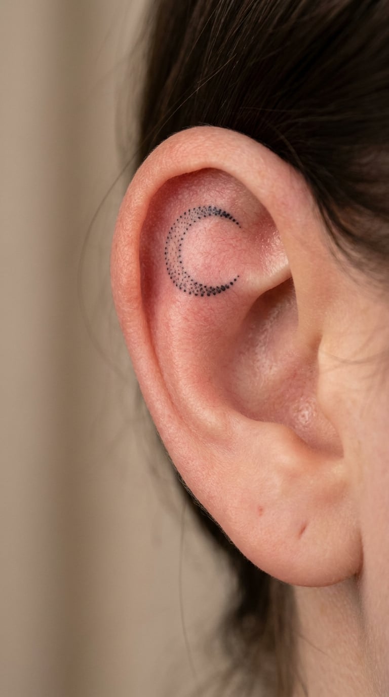 Tiny Dotwork Crescent on the Helix