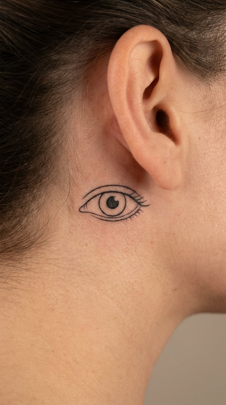 Simple Eye Symbol Behind the Ear