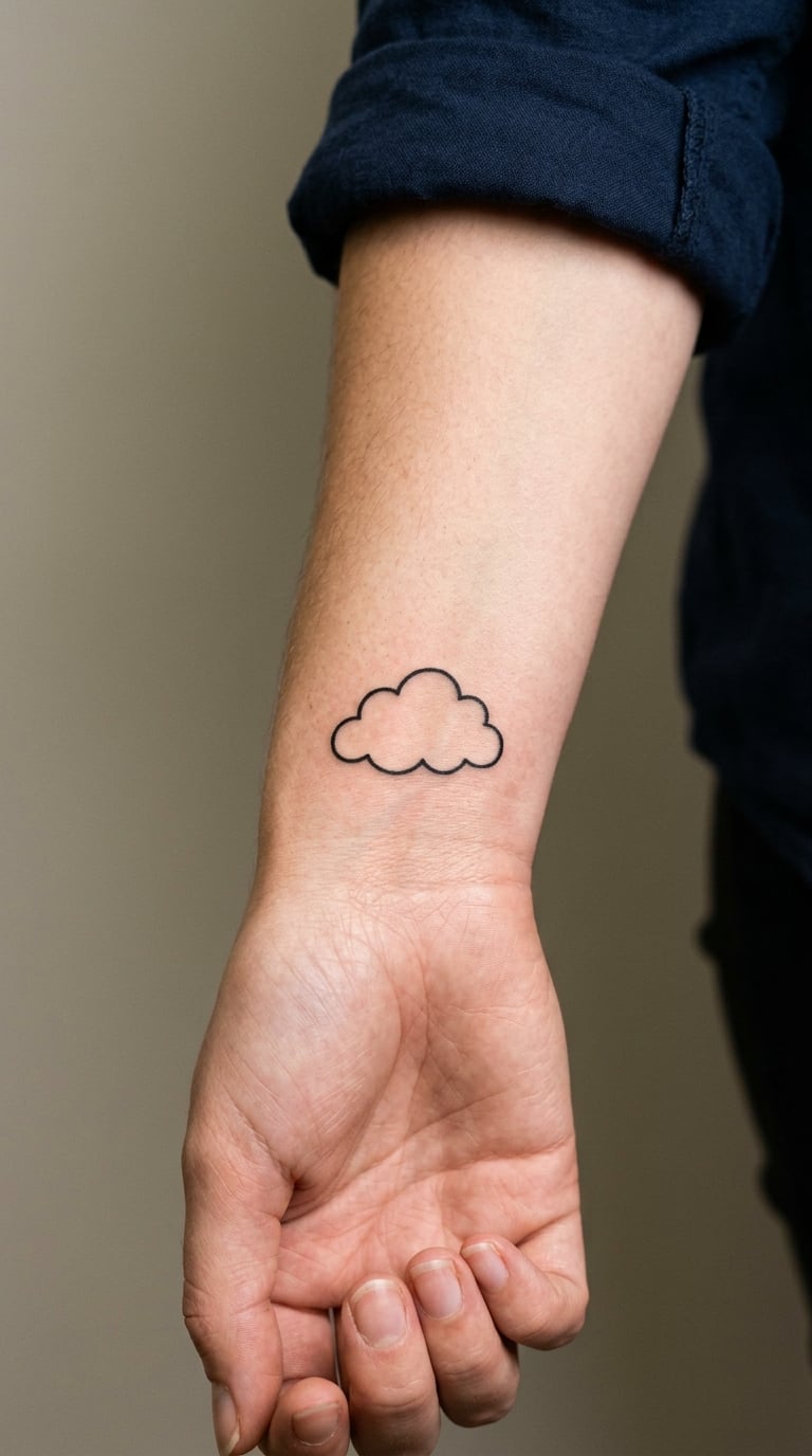 Minimal Cloud Outline on the Wrist