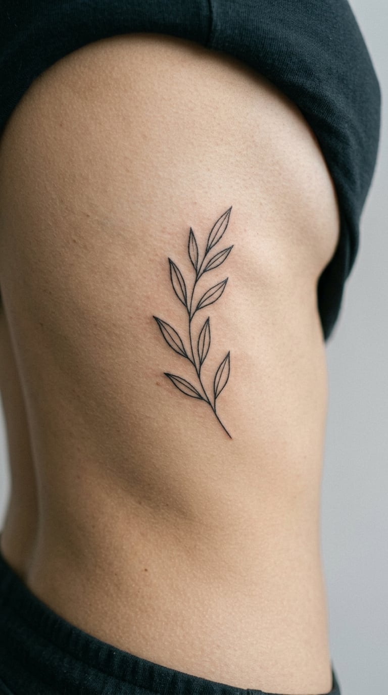 Tiny Laurel Branch on the Rib