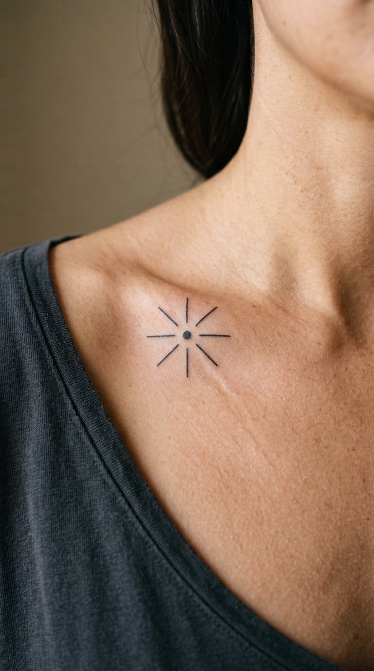Minimalist Sunburst on the Collarbone