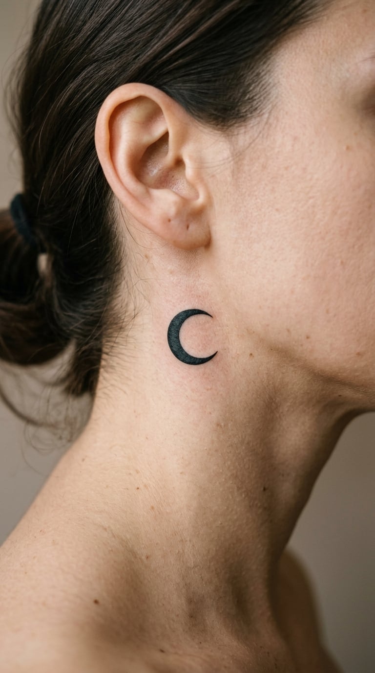 Tiny Crescent Moon at the Side of the Neck