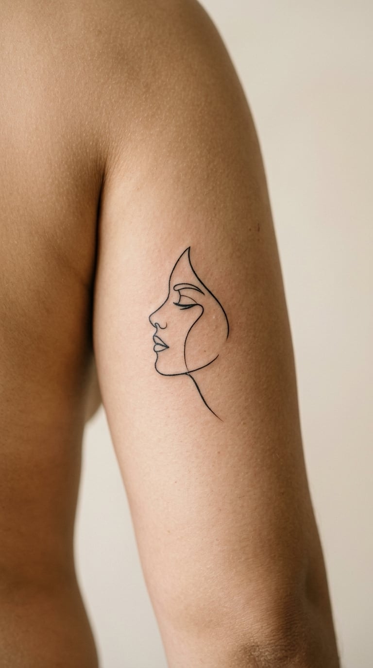 Abstract Face Profile on the Upper Arm