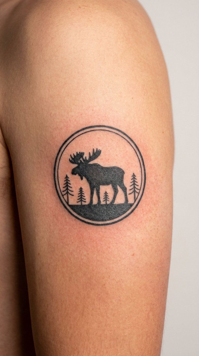 Moose in a Circular Wilderness Badge
