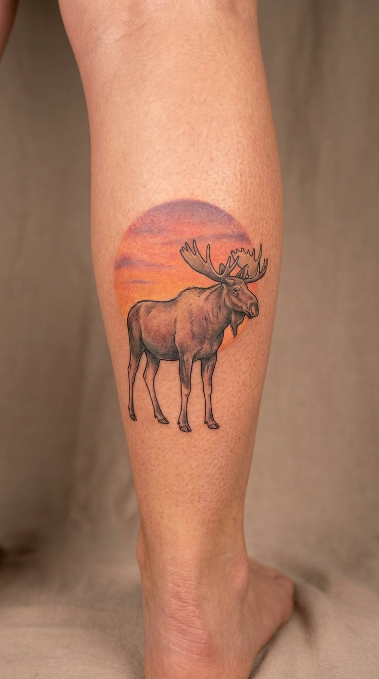 Moose with a Sunset-Coloured Backdrop
