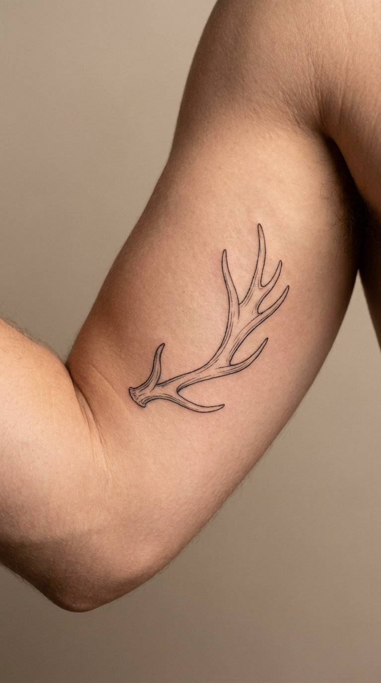 Minimal Moose Antler Line Art