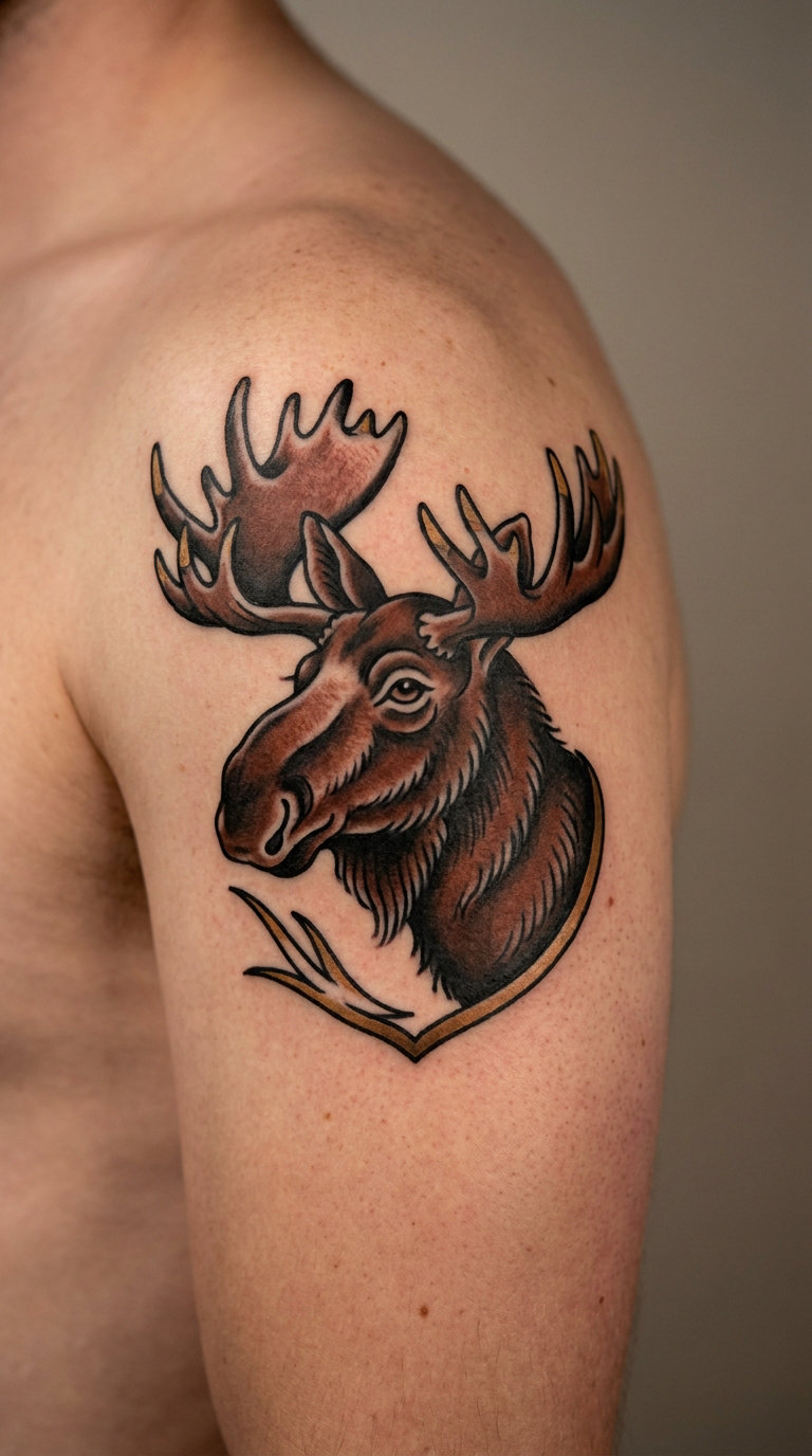 Traditional Moose in Black and Gold