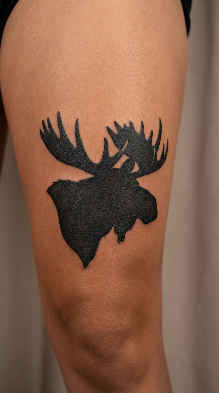 Blackwork Moose Silhouette