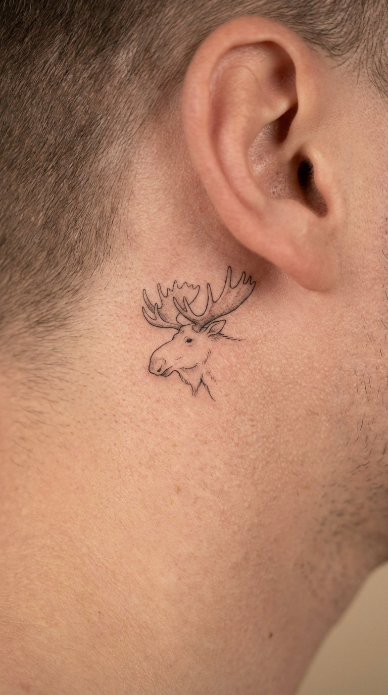 Small Moose Head Behind the Ear