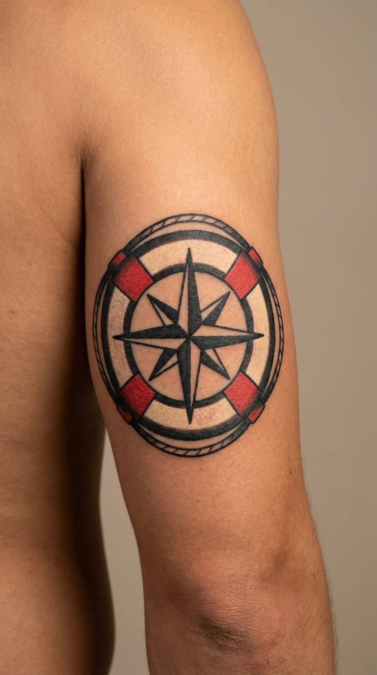 Nautical Star Inside a Lifebuoy