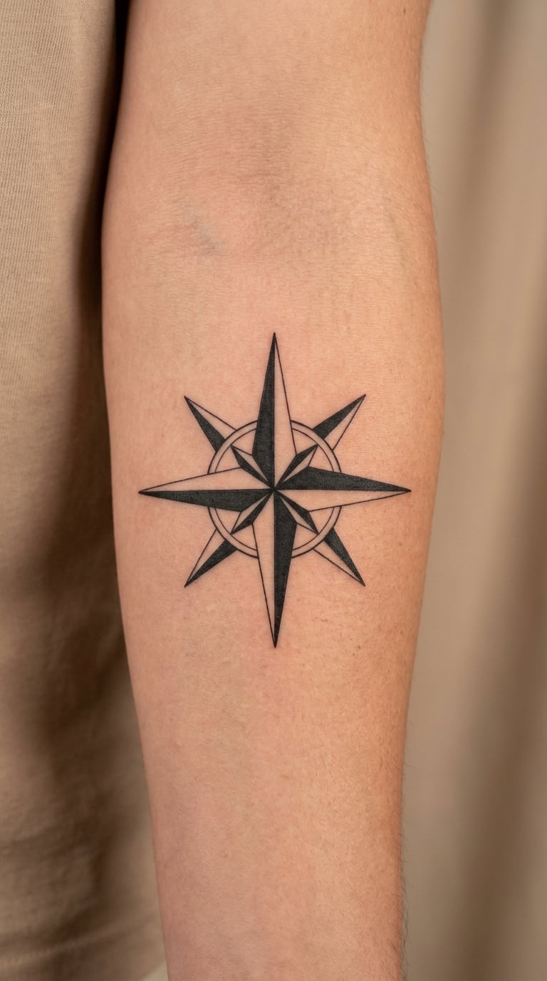 Compass Rose with Alternating Points