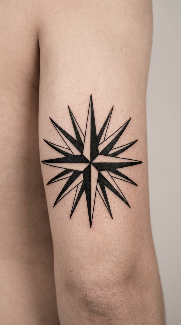 Blackwork Nautical Starburst