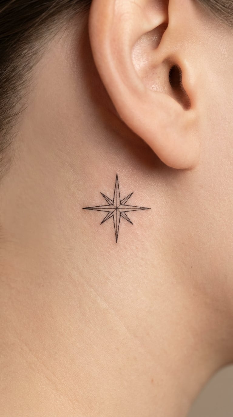 Fine-Line North Star Behind the Ear