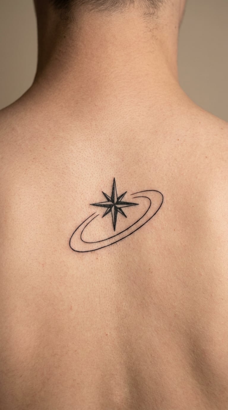North Star with Orbit Lines on the Back