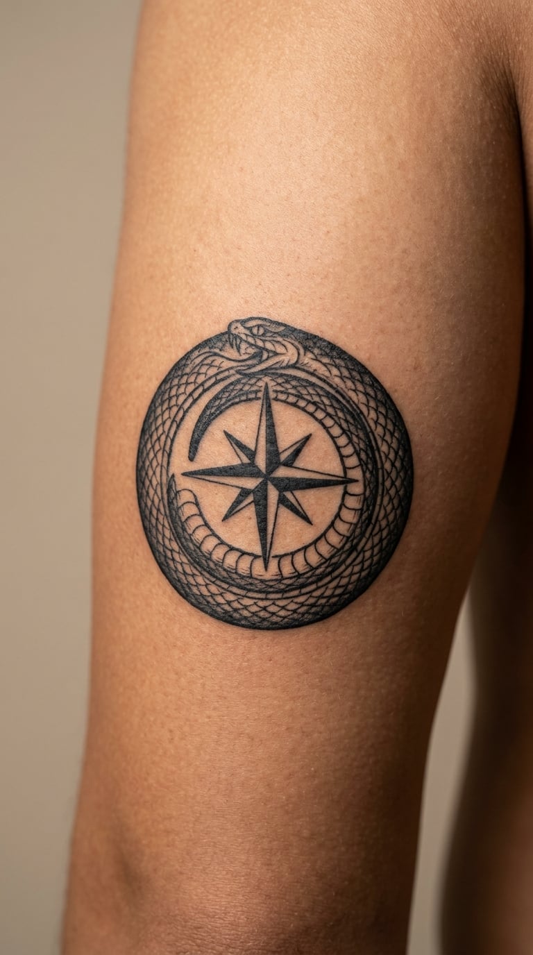 North Star and Serpent Circular Design