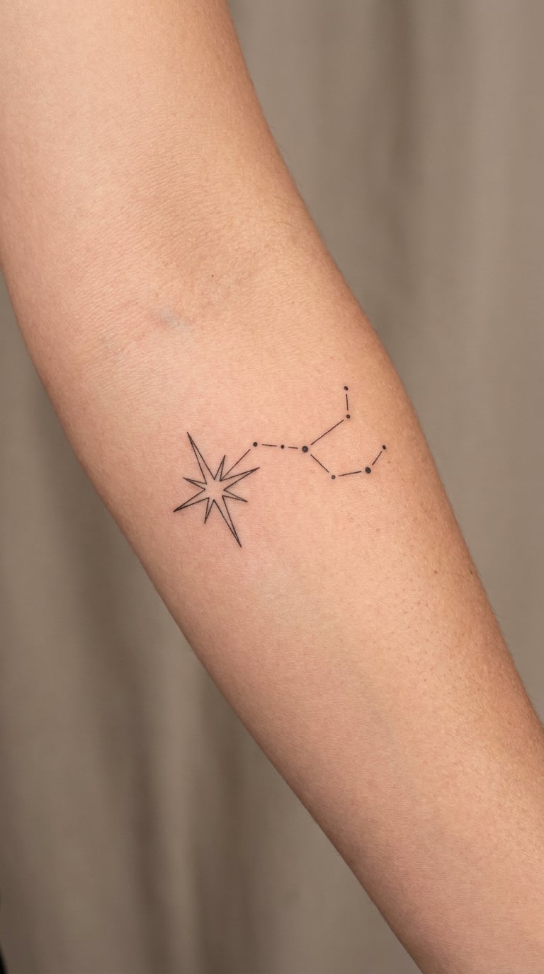 North Star with Constellation Dots