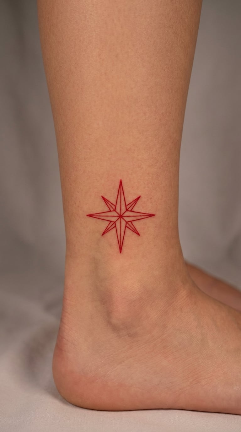 Red Ink North Star on the Ankle