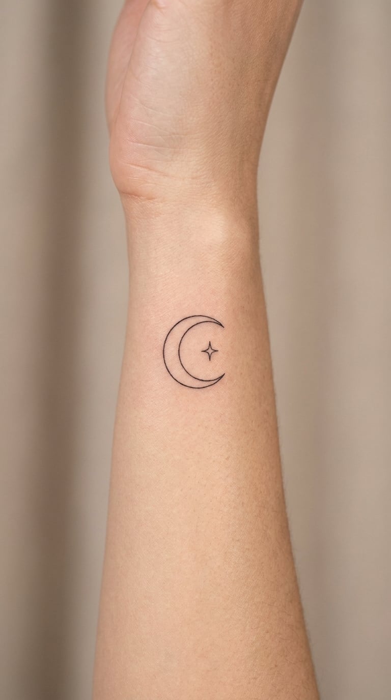 North Star Inside a Crescent Moon