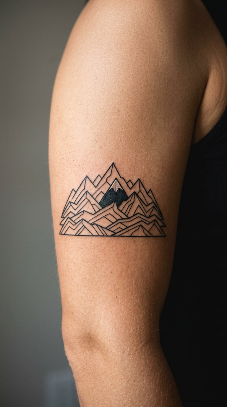 Mountain Ridge with One Visible Peak