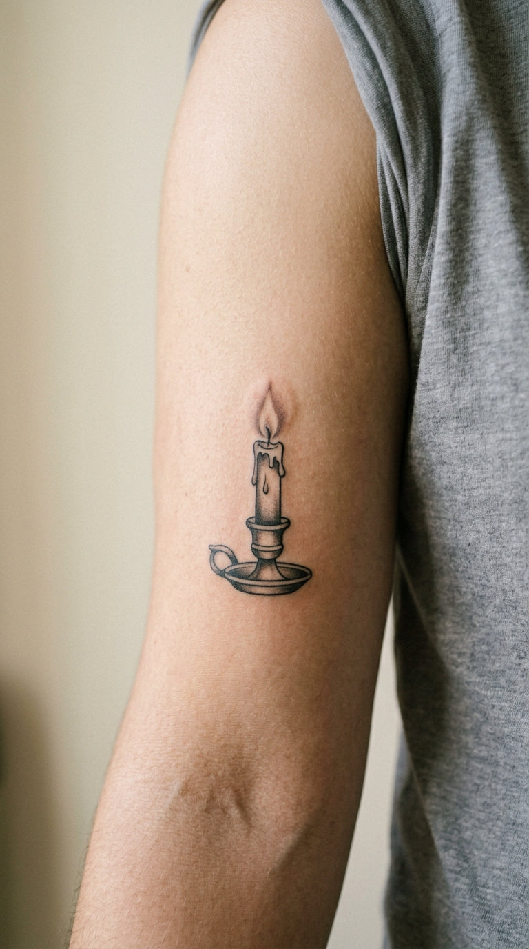 One Candle Burning in a Dark Field