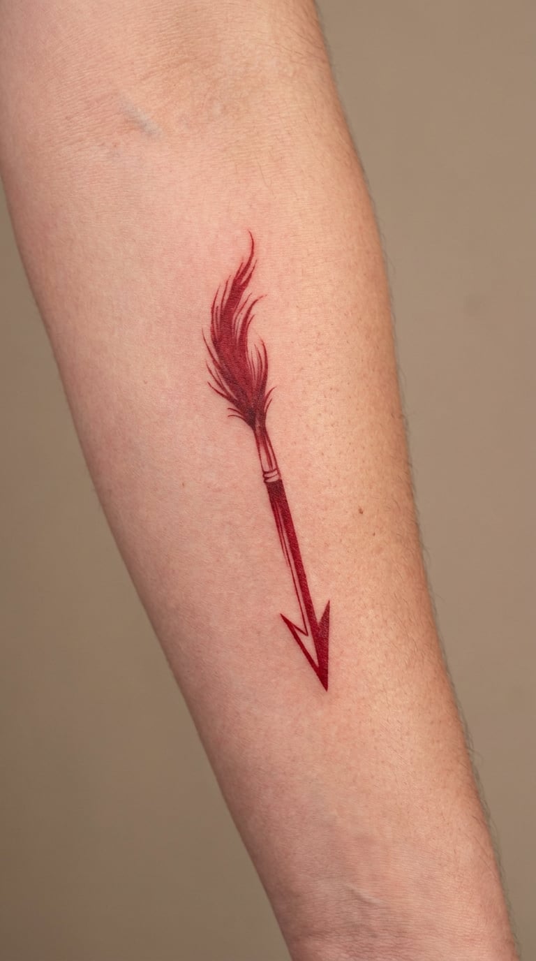 Red Ink Paintbrush Arrow