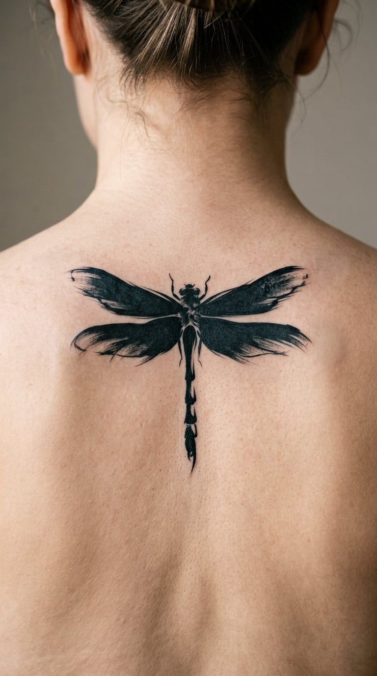 Blackwork Paintbrush Dragonfly