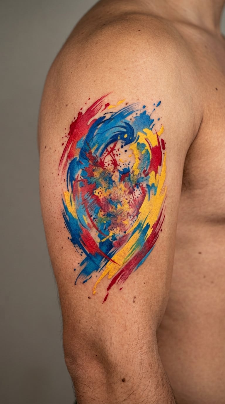 Full-Color Paintbrush Portrait Splash