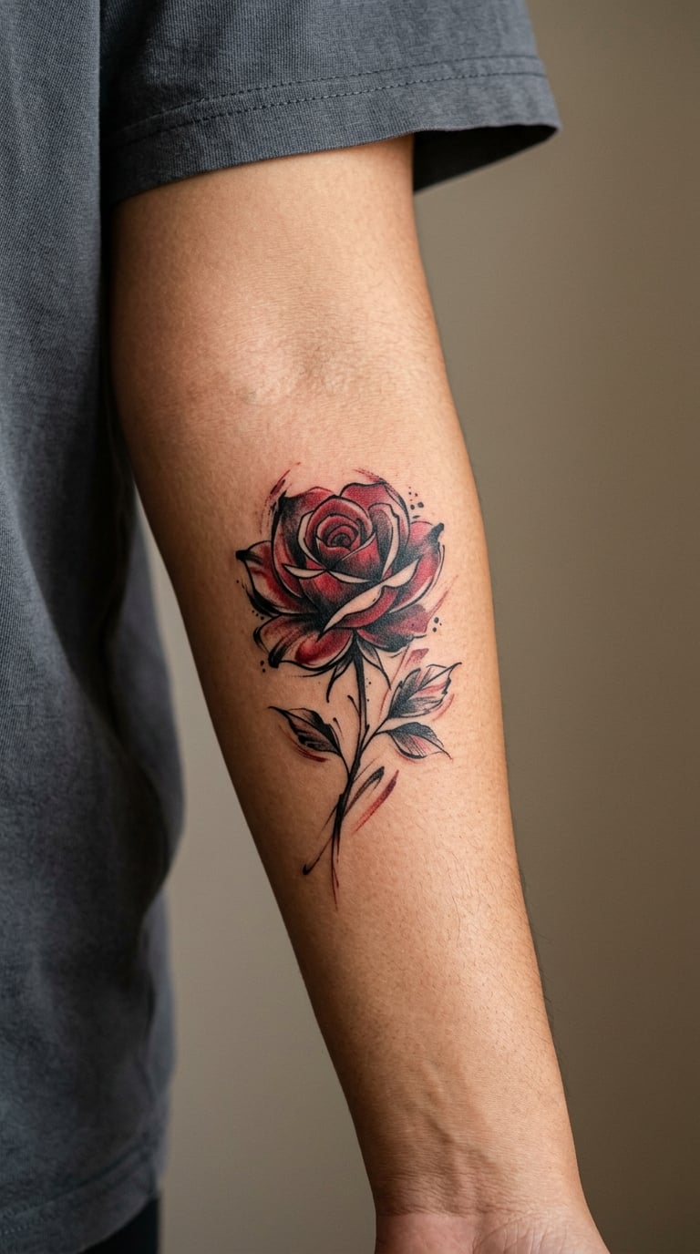 Realistic Brushstroke Rose