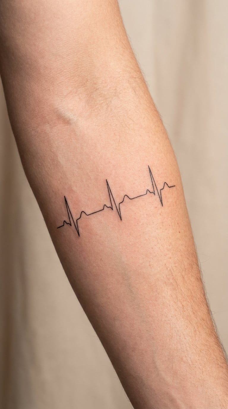 Fine-Line ECG Heartbeat on the Forearm