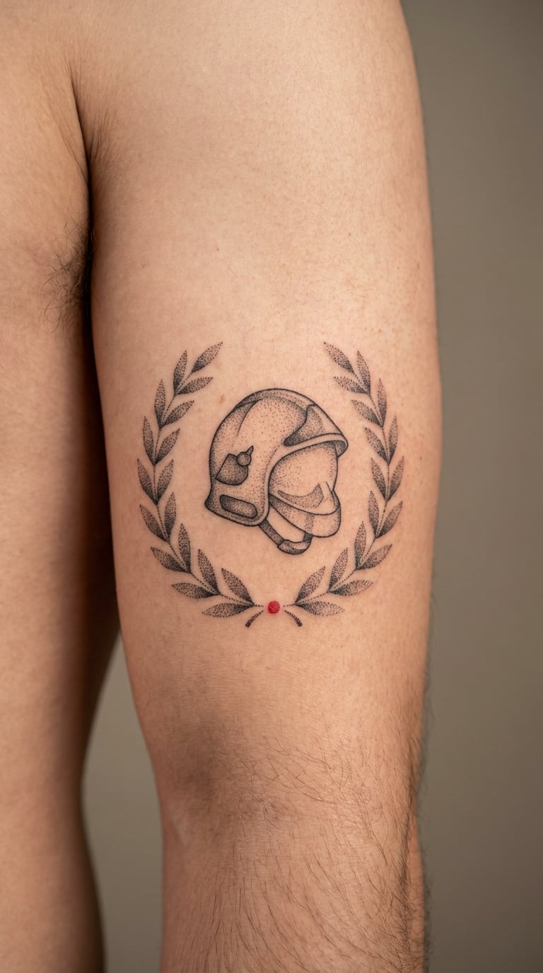 Dotwork Medical Helmet and Laurel