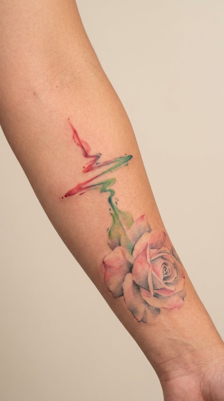 Watercolor Pulse and Rose