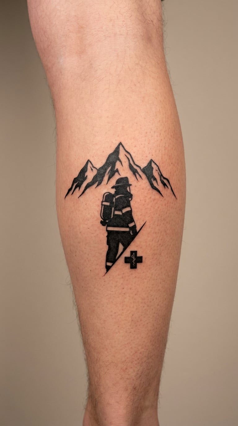 Blackwork Mountain Rescue Scene