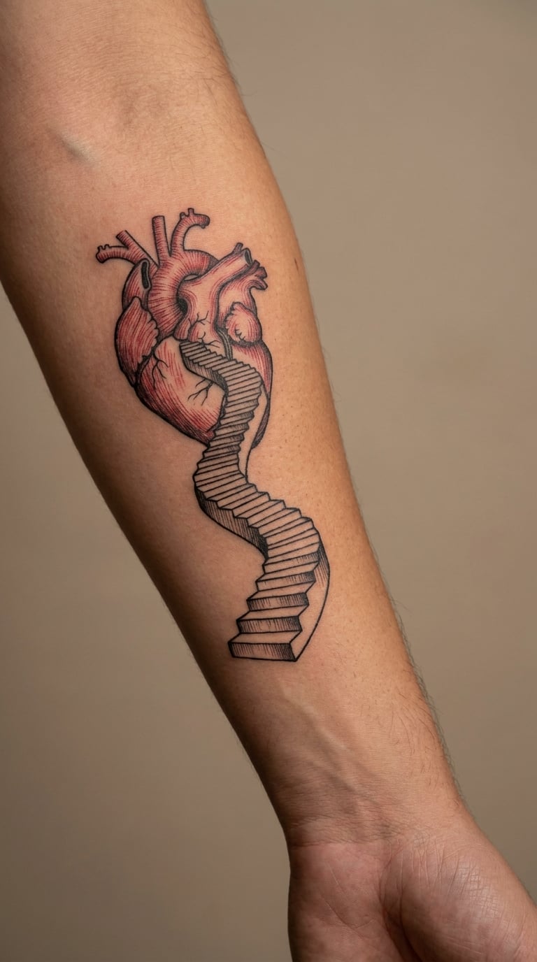 Red and Black Staircase Heart