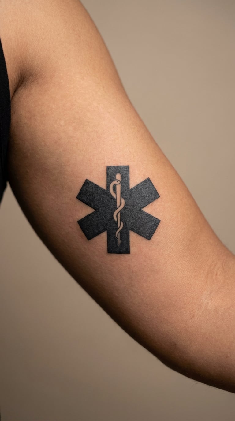Minimalist Star of Life on the Inner Arm