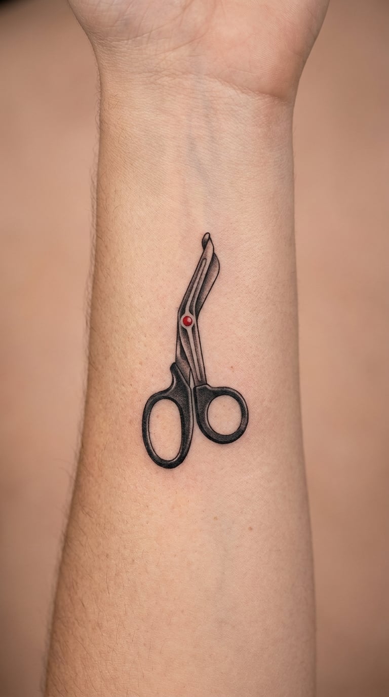 Micro-Realism Trauma Shears on the Forearm