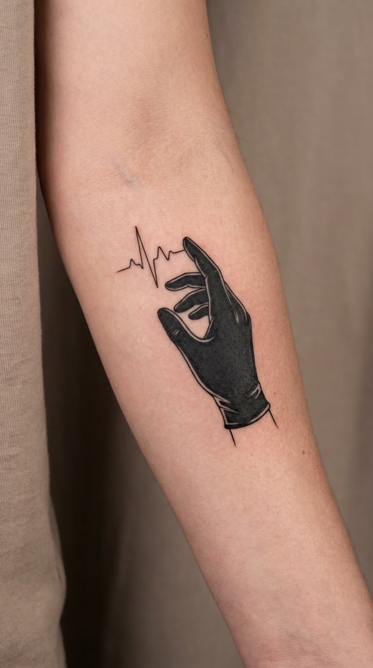 Gloved Hand Holding a Heartbeat