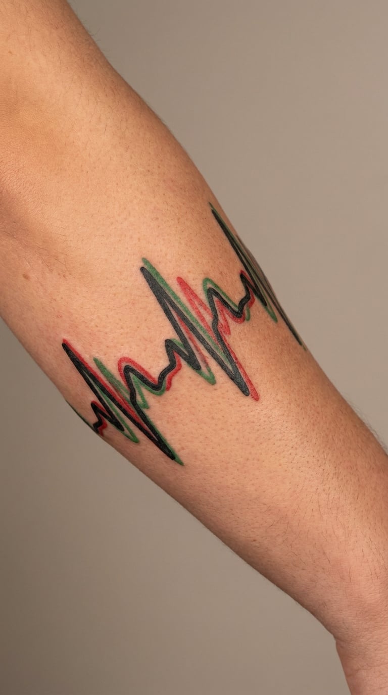 Color ECG Trace Wrapping Around the Arm