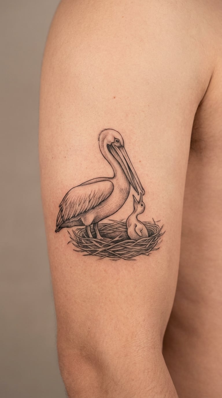 Feeding Pelican and Chicks