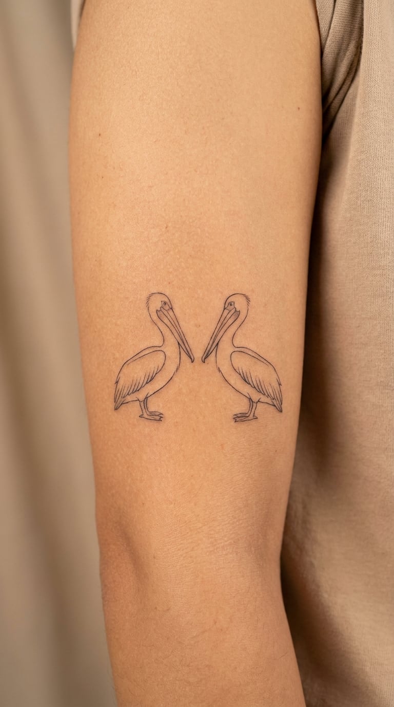 Two Pelicans Facing Each Other