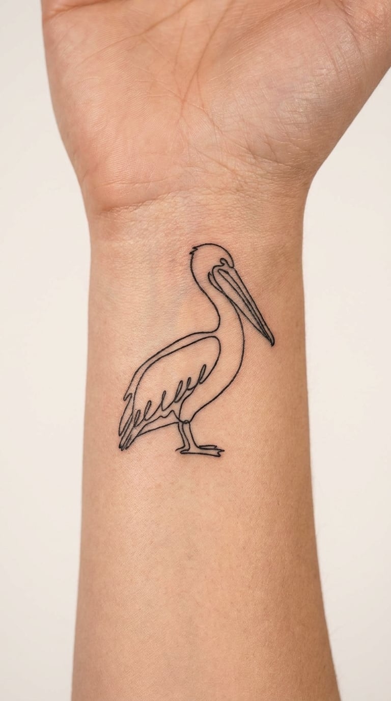 Minimal Pelican Line Art