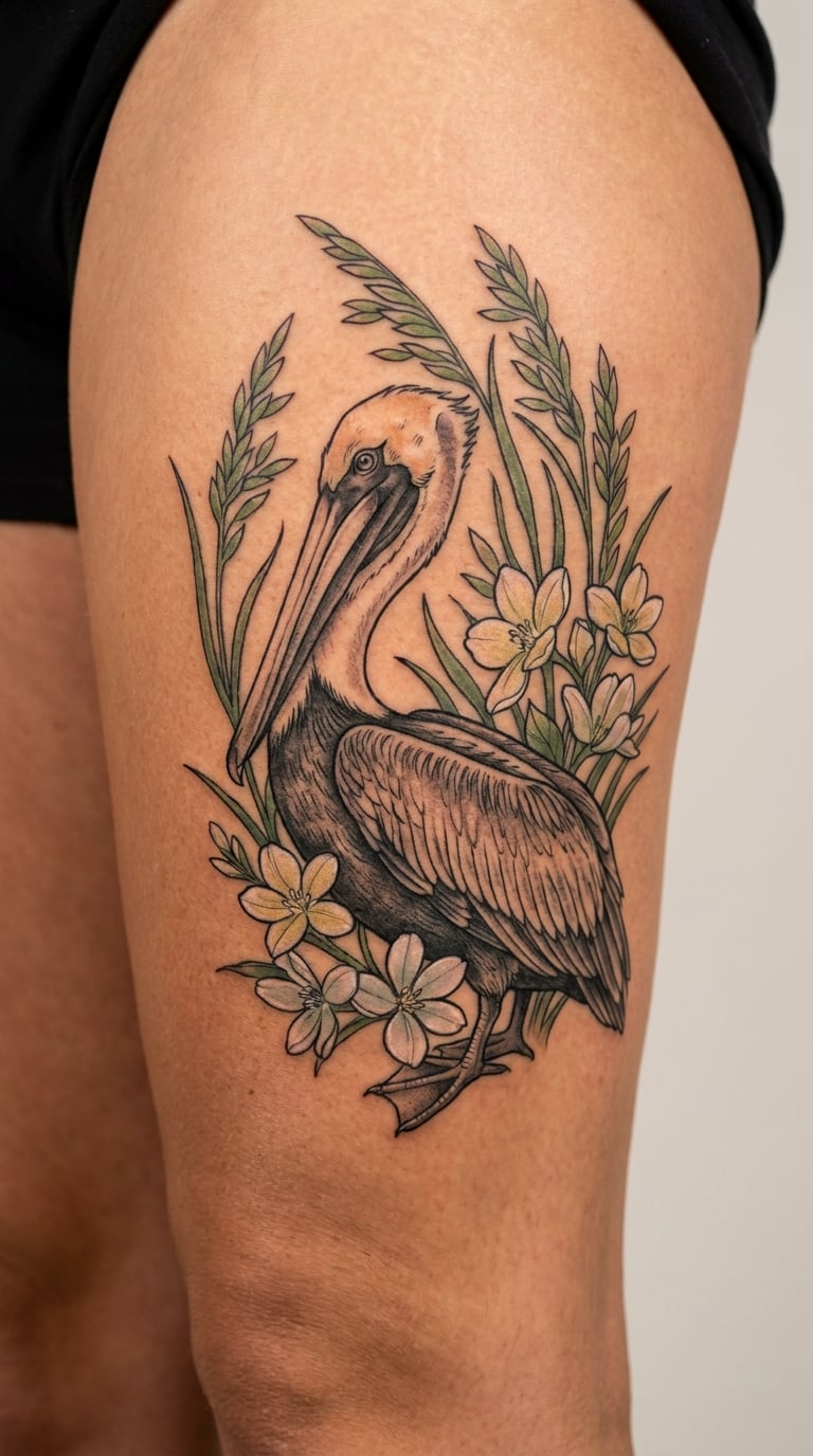 Floral Pelican Sleeve Detail
